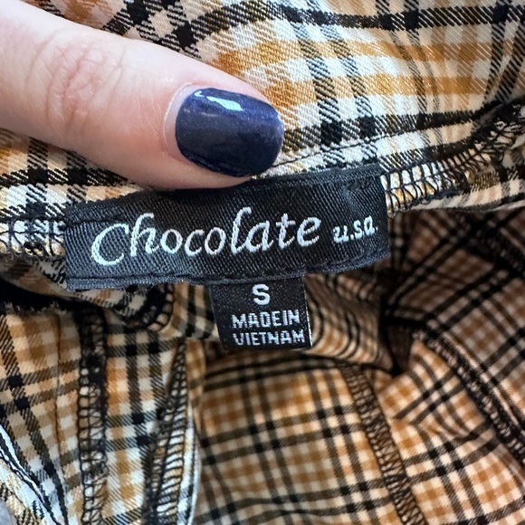 Chocolate USA Yellow Plaid Flare Pants Small - Picture 2 of 6